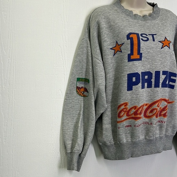 Coke Cola - 1986 Vintage Thoroughbreds Lucky Boy 1St Prize Graphic Sweatshirt M - Picture 3 of 10